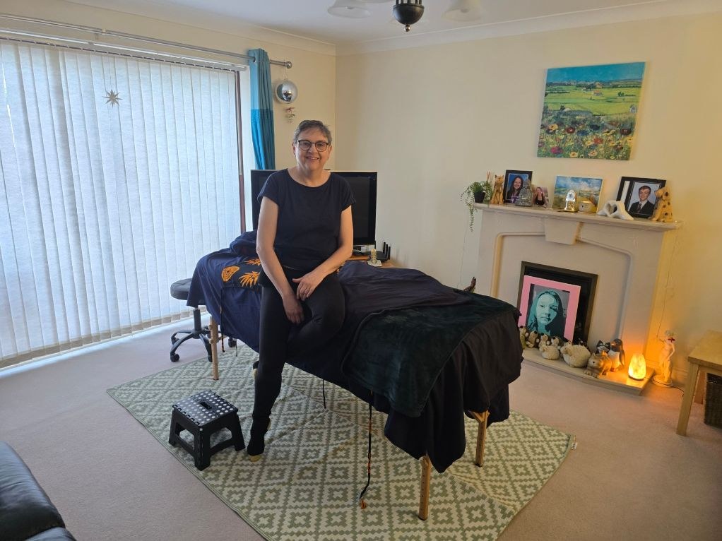 Sarah in her Serenity Swedish Massage treatment room